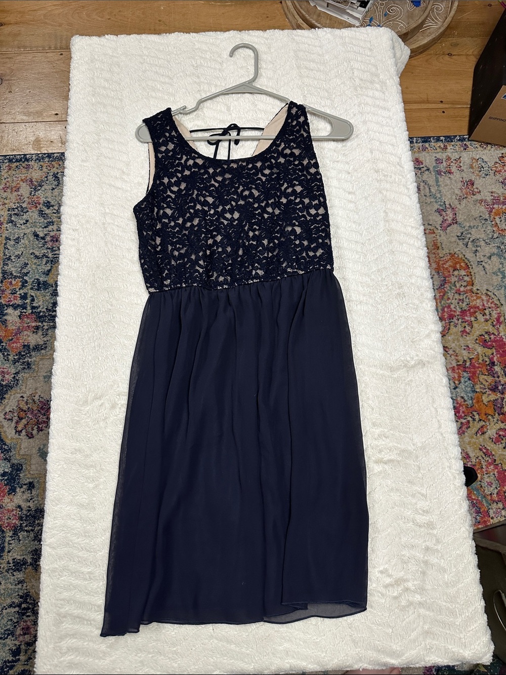 Enfocus Studio navy lace girls lace bodice, lined party dress , 8
